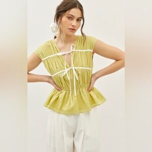 Elegant Lime Peplum Blouse